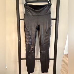 SPANX Faux Leather Moto Black Leggings